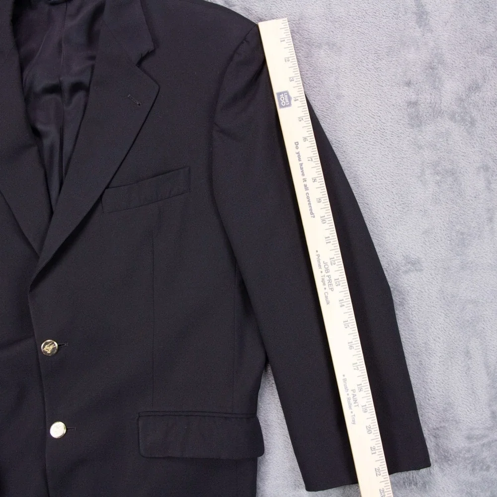 Burberry London Mens 40R Black Wool Gold Button Blazer Sport Coat‎ 2 Button